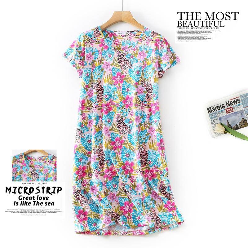 Plus größe Sommer Frauen Nachthemd kurzarm Nette cartoon nachtwäsche süße O Neck Nachthemden Pyjamas dame Baumwolle schlafkleid XL von Joom DACH