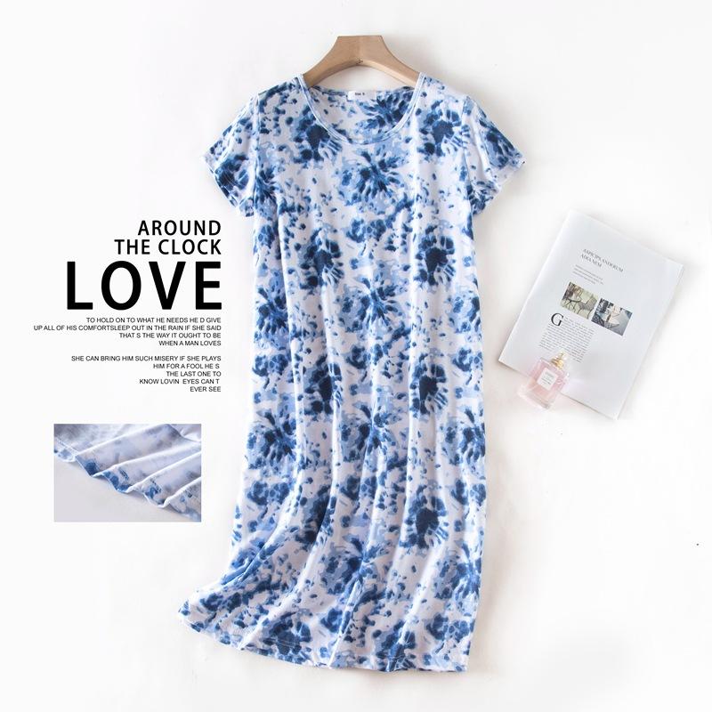 Plus größe Sommer Frauen Nachthemd kurzarm Nette cartoon nachtwäsche süße O Neck Nachthemden Pyjamas dame Baumwolle schlafkleid XL von Joom DACH