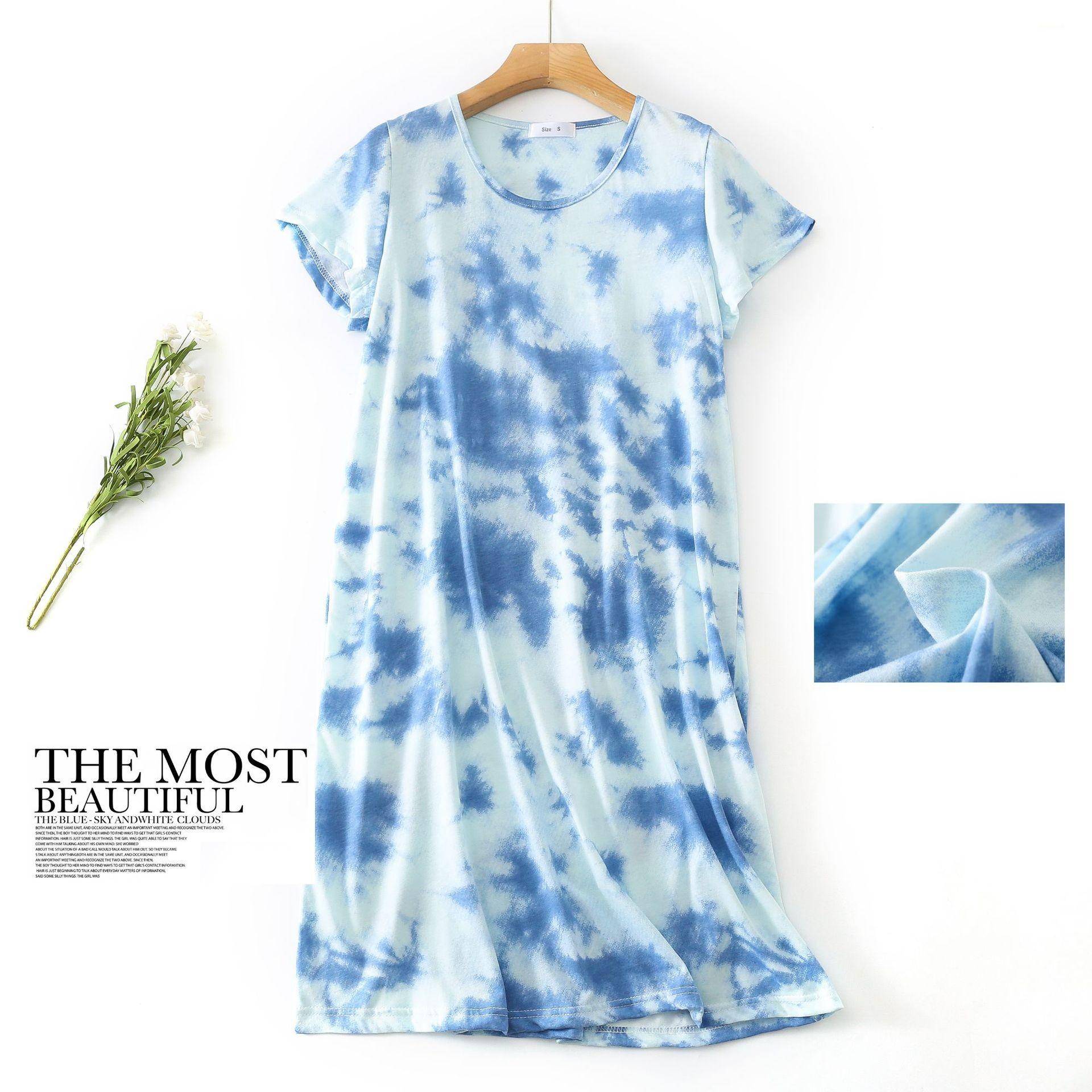 Plus größe Sommer Frauen Nachthemd kurzarm Nette cartoon nachtwäsche süße O Neck Nachthemden Pyjamas dame Baumwolle schlafkleid XL von Joom DACH