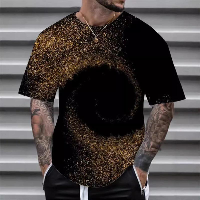 Plusgröße 7XL Herren Kurzarm T-Shirt mit speziellem visuellen Effekt-Aufdruck Lockerer Rundhalsausschnitt Lässiges Top T-Shirts für Herren 7XL von Joom DACH