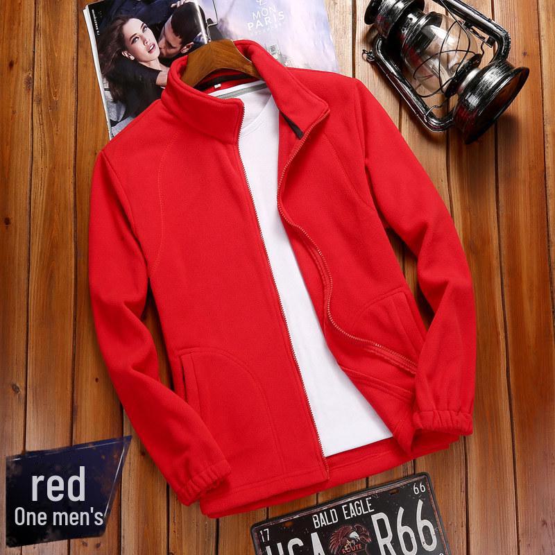 Polarfleece-Jacke für den Außenbereich für Damen und Herren – warmer, dicker Cardigan-Pullover aus Korallenfleece Men's; 3XL rot von Joom DACH