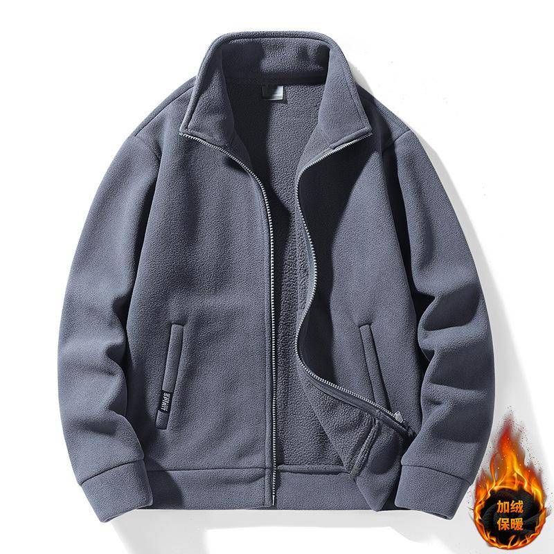 Polarfleece-Mantel für Herren Herbst Winter Sport Strickjacke Kapuzenpullover Stehkragen Fleecejacke mit Fleece Verdicktes Oberteil für Herren M von Joom DACH