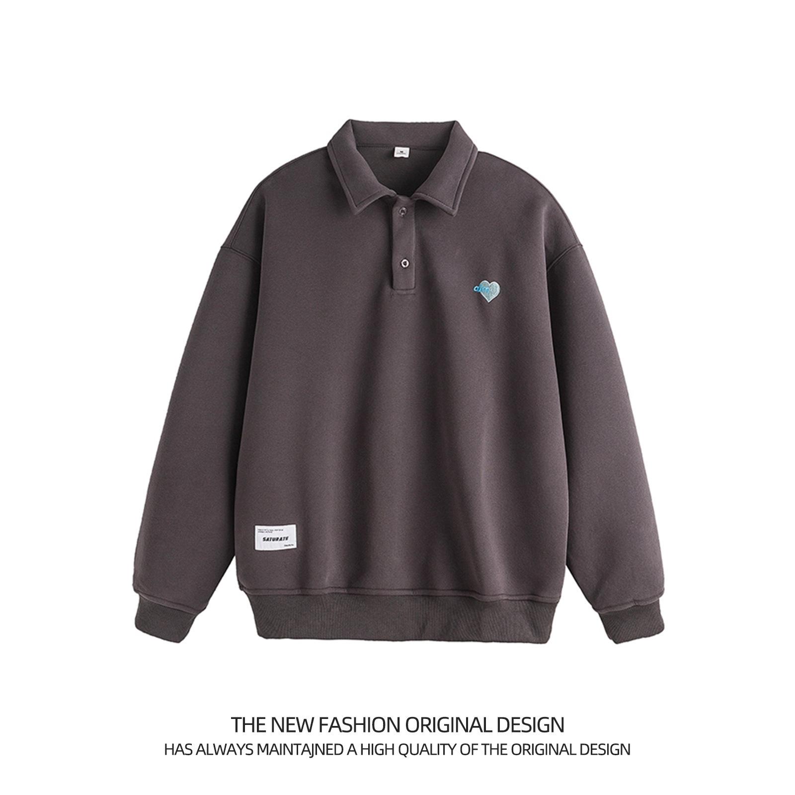 Polo-Kragen Pullover Herren Herbst und Winter Neu Locker Paar Revers Langarmhemd XXL von Joom DACH