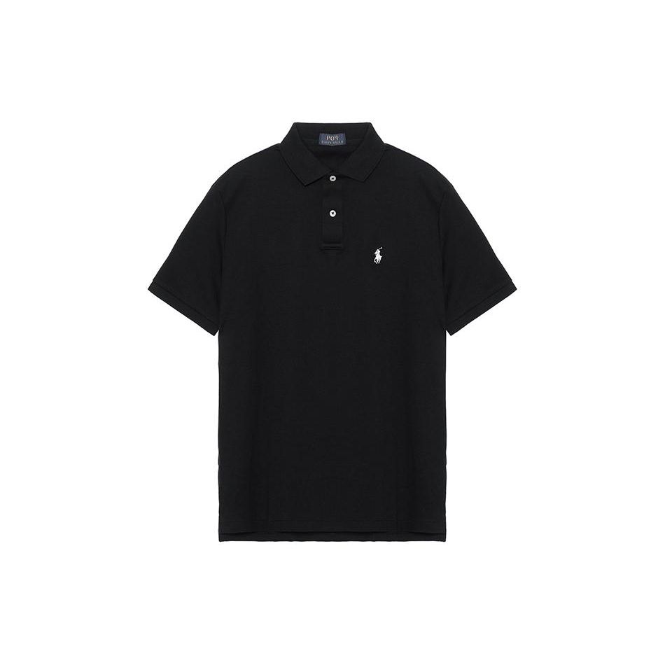 Polo Ralph Lauren Einfarbiges Baumwoll-Poloshirt mit kurzen Ärmeln Herren Oberteile Schwarz 710601296-001 L von Joom DACH