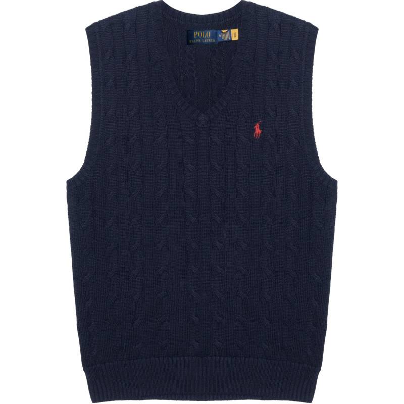 Polo Ralph Lauren Einfarbiges Logo Zopfmuster V-Ausschnitt Freizeit Strickweste Herren Strickwesten Blau 710766173-005 L von Joom DACH