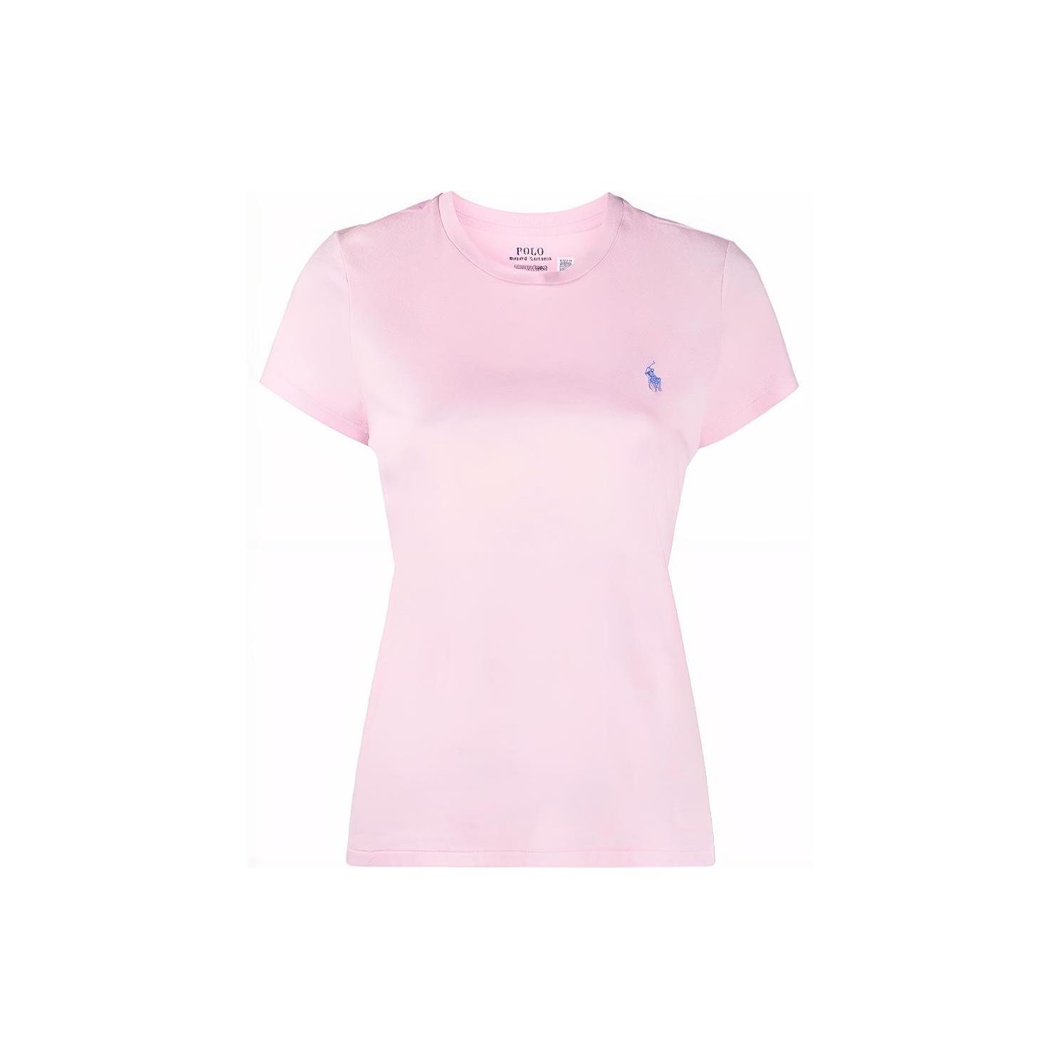 Polo Ralph Lauren Einfarbiges T-Shirt mit gesticktem Logo Rundhalsausschnitt Kurzarm Damen T-Shirts Hellrosa 211847073-015 S von Joom DACH