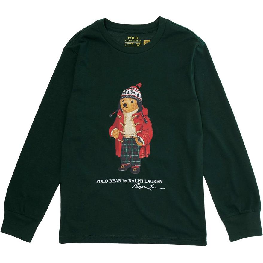Polo Ralph Lauren Kids Cartoon-Muster Rundhals Langarm T-Shirt Kinder Tops Dunkelgrün 323883620-009 L von Joom DACH