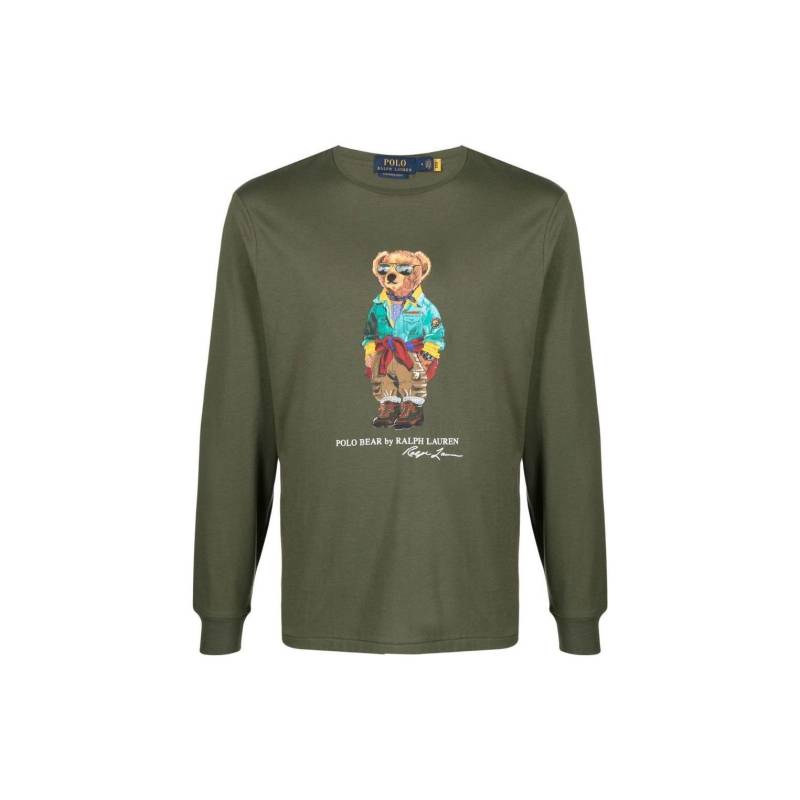 Polo Ralph Lauren SS23 Teddybär-Muster Bedrucktes Rundhals Langarm T-Shirt Herren Oberteile Grün 710891152-001 XL von Joom DACH