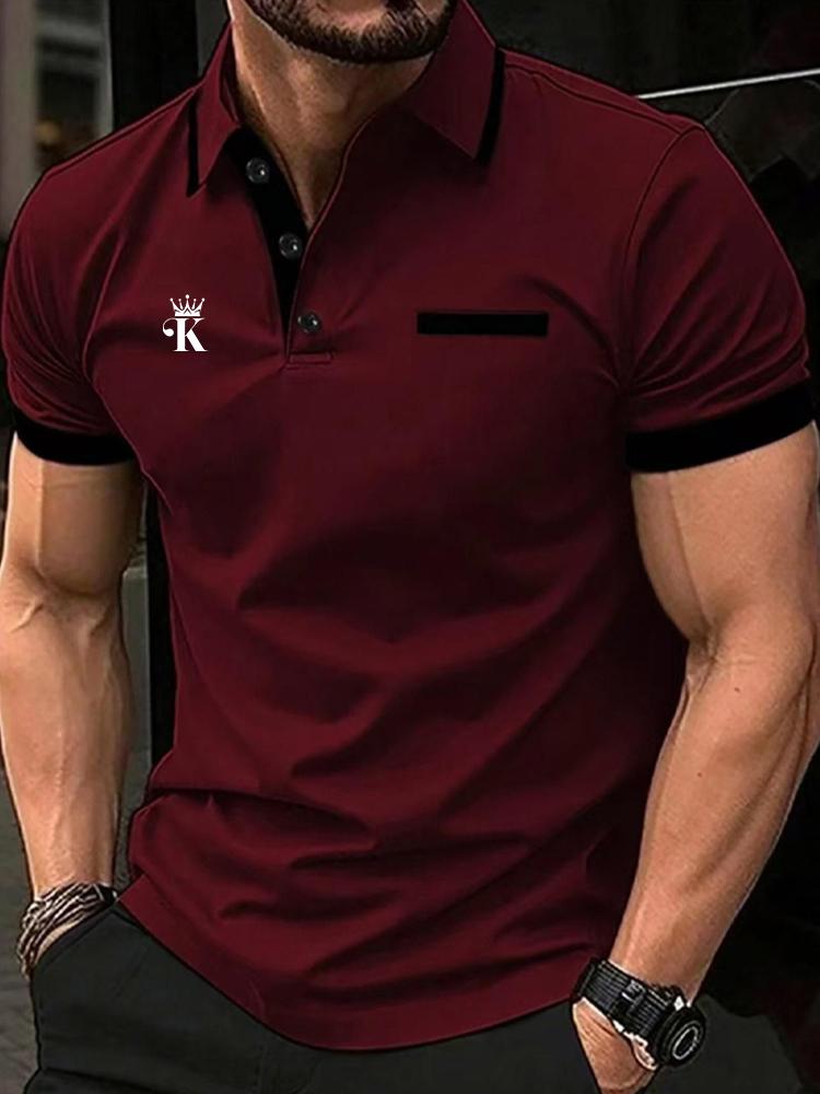 Polo T-Shirt Für Herren Modisches Revers-Knopfhemd Streetwear Sommer 2XL rot Polo T-Shirt Für Herren Modisches Revers-Knopfhemd Streetwear Sommer 2XL rot von Joom DACH