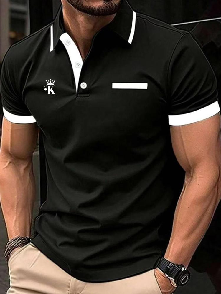 Polo T-Shirt Für Herren Modisches Revers-Knopfhemd Streetwear Sommer L schwarz Polo T-Shirt Für Herren Modisches Revers-Knopfhemd Streetwear Sommer L schwarz von Joom DACH
