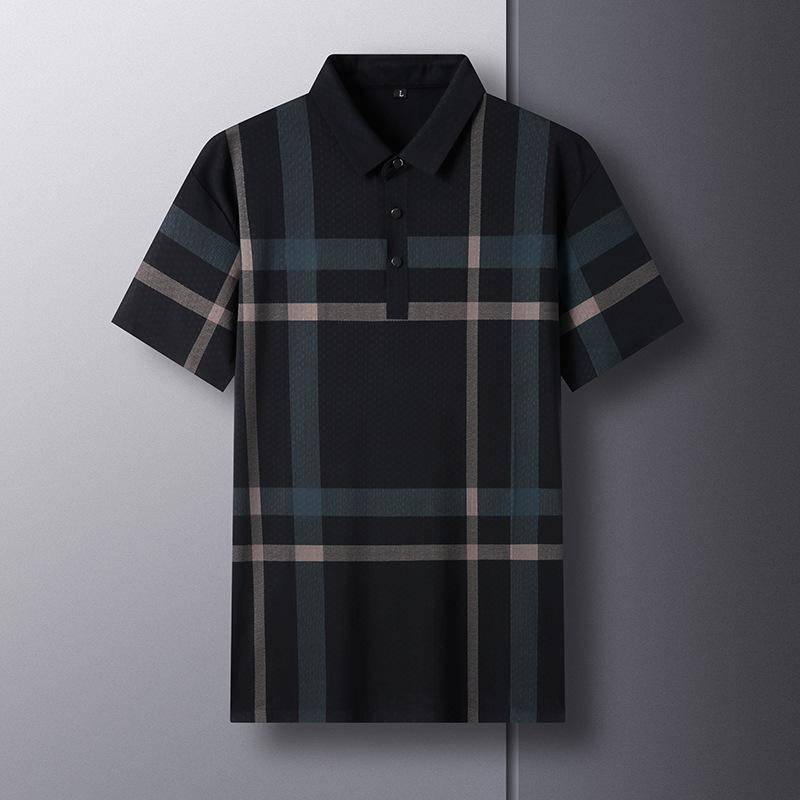 Poloshirt aus Eisseide für Herren, Sommer, für Väter, Business, Freizeit, kurzärmeliges Revers-T-Shirt für Herren mittleren Alters XXL von Joom DACH