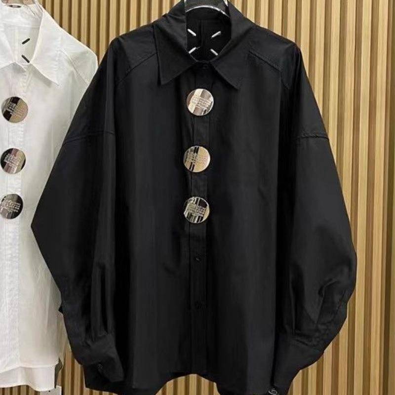 Poloshirt für Damen in Übergröße für Frühling und Herbst, modisch, vielseitig, einfarbig, mit Fledermausärmeln 4XL schwarz von Joom DACH