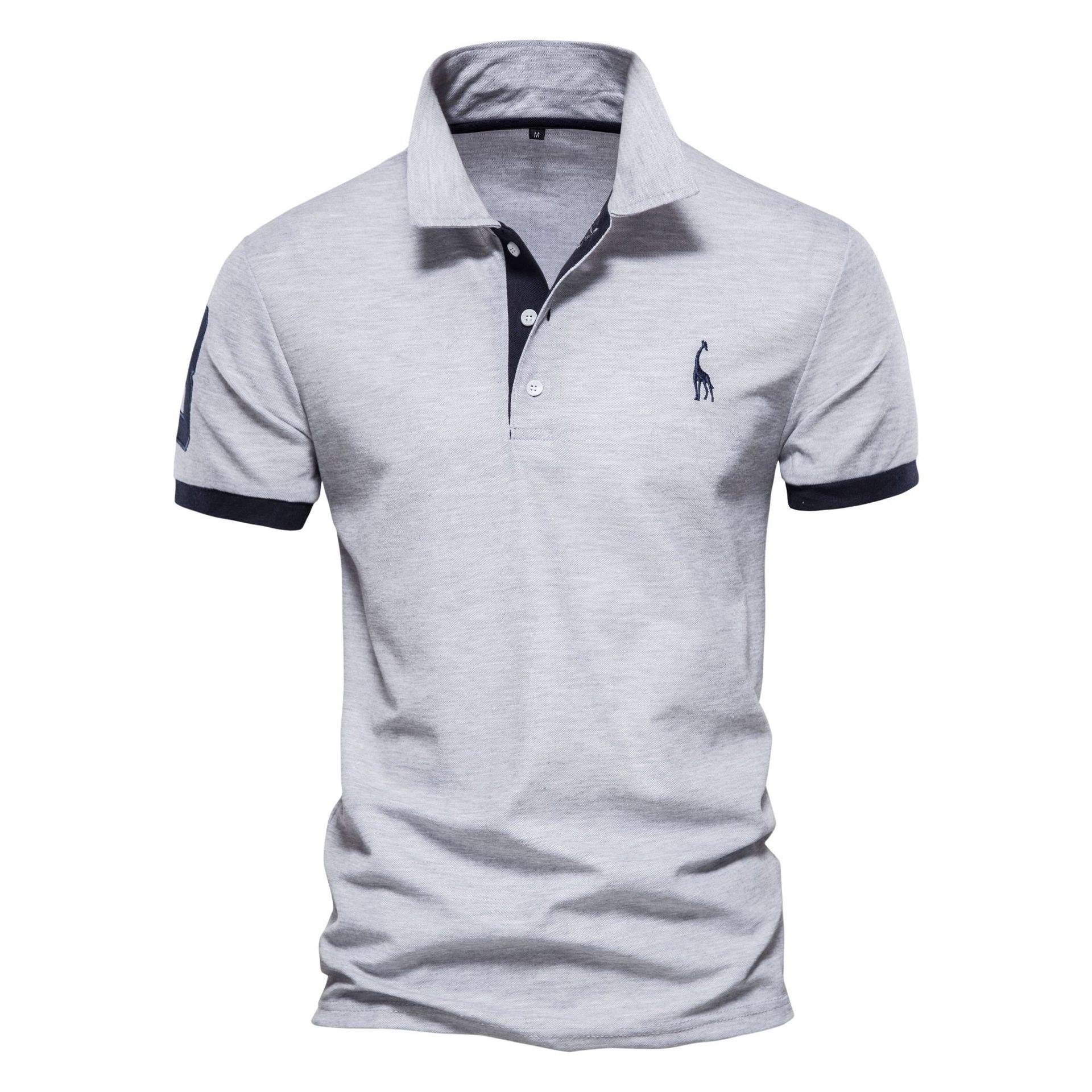 Poloshirt mit Hirsch-Stickerei, kurzärmelig, Judy, Netz-Revers, Herren-T-Shirt, Plenty M von Joom DACH