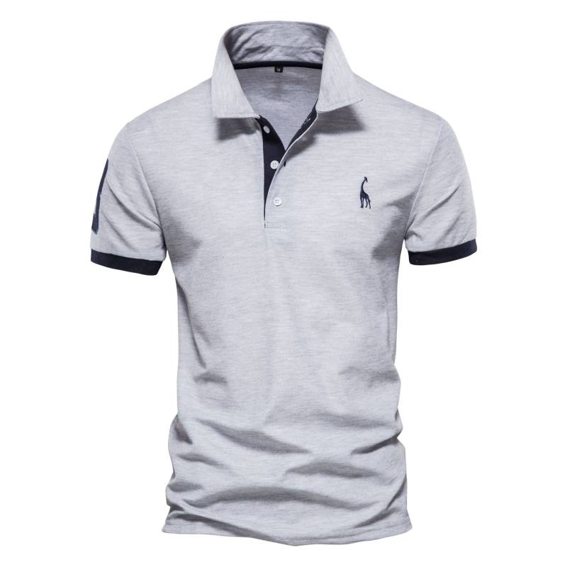 Poloshirt mit Hirsch-Stickerei, kurzärmelig, Judy, Netz-Revers, Herren-T-Shirt, Plenty M von Joom DACH