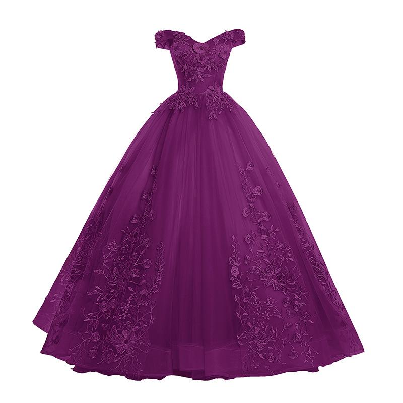 Pomp-Rock, Jahrestagung, Gastgeber, Laufsteg, Abendkleid, langes Studentenkleid für Damen XL violett von Joom DACH