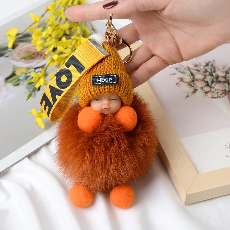 Pompom Schlafender Baby-Schlüsselanhänger, süße, flauschige Plüschpuppe, Schlüsselanhänger für Frauen und Mädchen, Taschen, Schlüsselanhänger, Autos, Schlüsselanhänger, Geschenk, charmante Dekoration von Joom DACH
