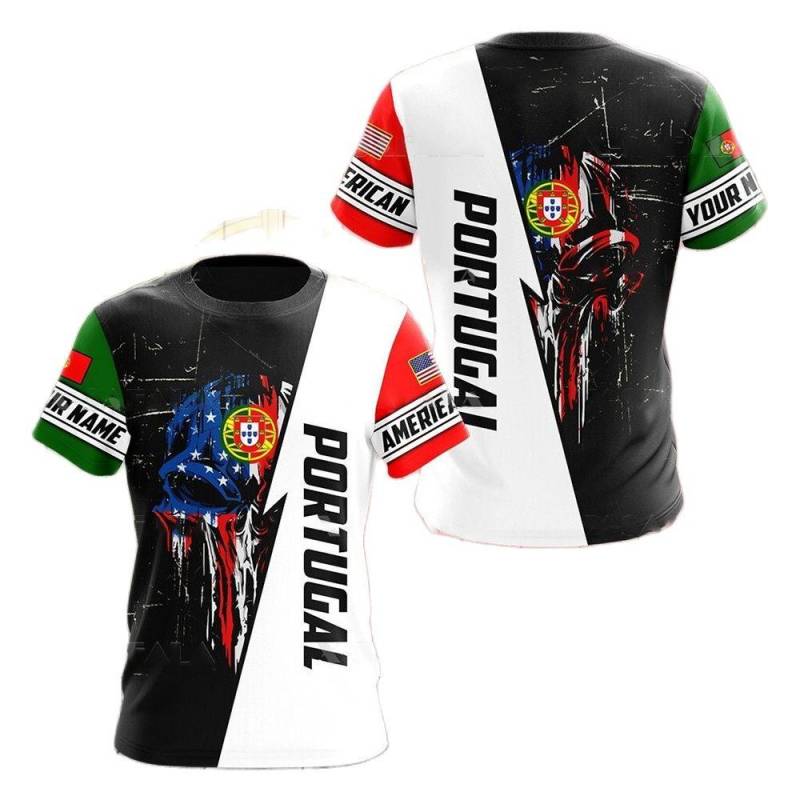 Portugal Männer T-Shirt Flagge Farbe National Emblem Druck Unisex Bekleidung Sommer O Hals Kurzarm Memorial Shirt Männer Kleidung L von Joom DACH