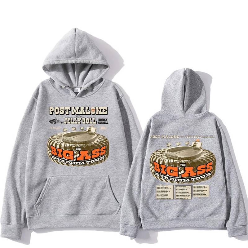 Post Malone Hoodies Post Malone The BIG ASS Stadium Tour 2025 Sweatshirts Damen Herren High Street Kleidung Schicker Oversized Pullover M graue von Joom DACH