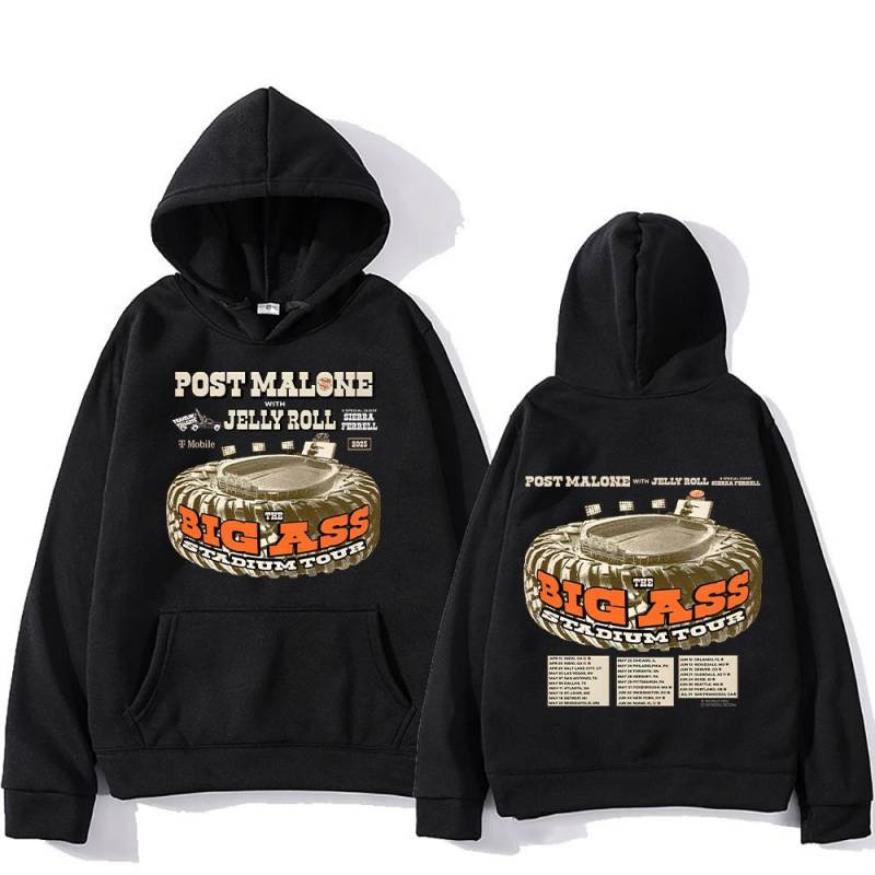 Post Malone Hoodies Post Malone The BIG ASS Stadium Tour 2025 Sweatshirts Damen Herren High Street Kleidung Schicker Oversized Pullover XL schwarz von Joom DACH