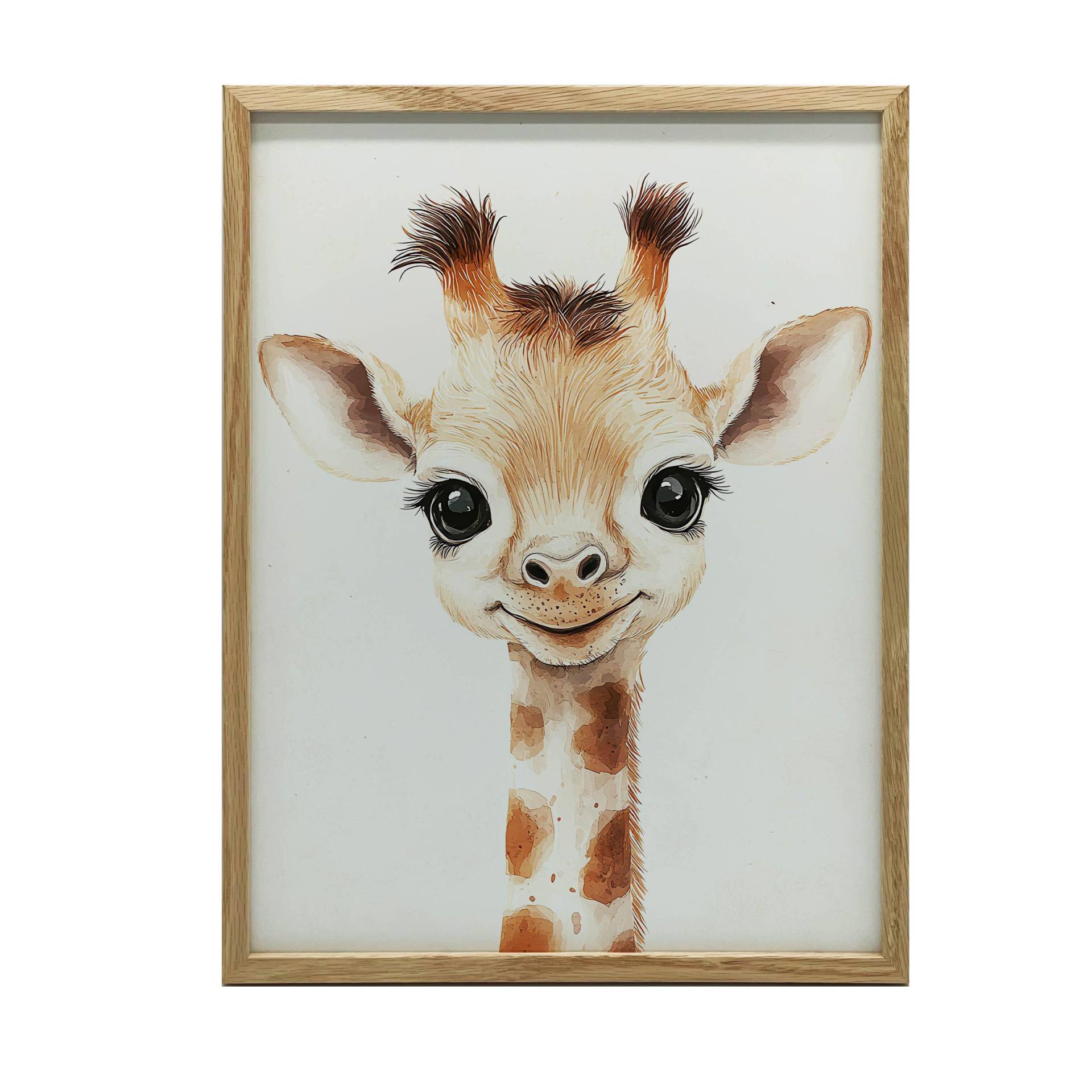 Poster Entzückende Kleine Giraffe Poster Entzückende Kleine Giraffe, 50X70 Cm, Rahmen Holz Dunkelbraun, Papier Matt 230 Gsm 54 von Joom DACH