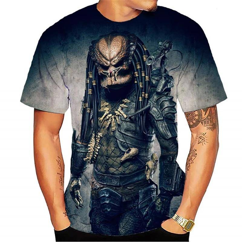Predator Grafik T-Shirt für Männer Mode Streetwear Hip Hop 3D gedruckt Horrorfilm Alien T-Shirt Sommer Casual Damen Kleidung 3XL von Joom DACH