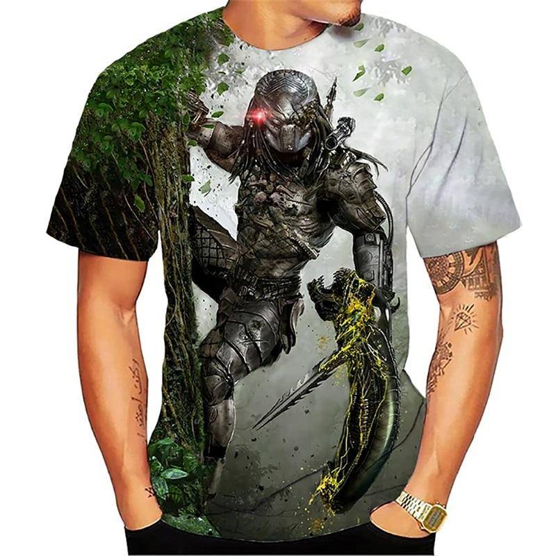 Predator Grafik T-Shirt für Männer Mode Streetwear Hip Hop 3D gedruckt Horrorfilm Alien T-Shirt Sommer Casual Damen Kleidung S von Joom DACH