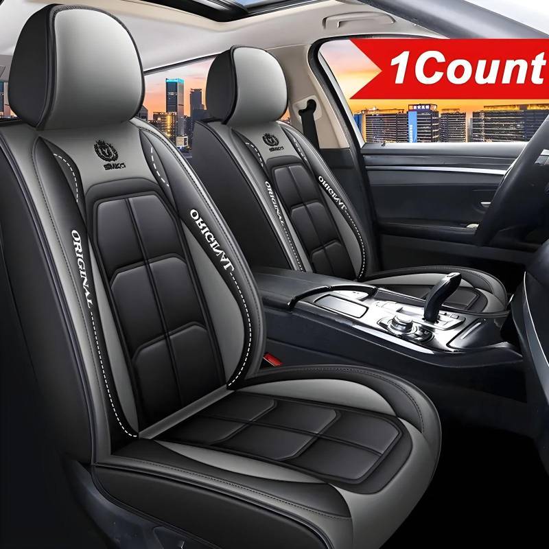 Premium 1-Sitz Autositzbezug Komplettset PU-Leder Gesteppt Vorderschutz Kissen für die meisten auf dem Markt befindlichen Automodelle 1 Front seat graue von Joom DACH