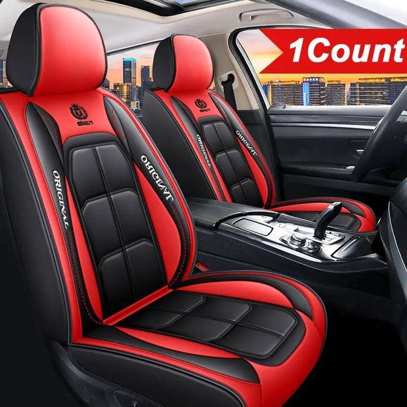 Premium 1-Sitz Autositzbezug Komplettset PU-Leder Gesteppt Vorderschutz Kissen für die meisten auf dem Markt befindlichen Automodelle 1 Front seat rot von Joom DACH