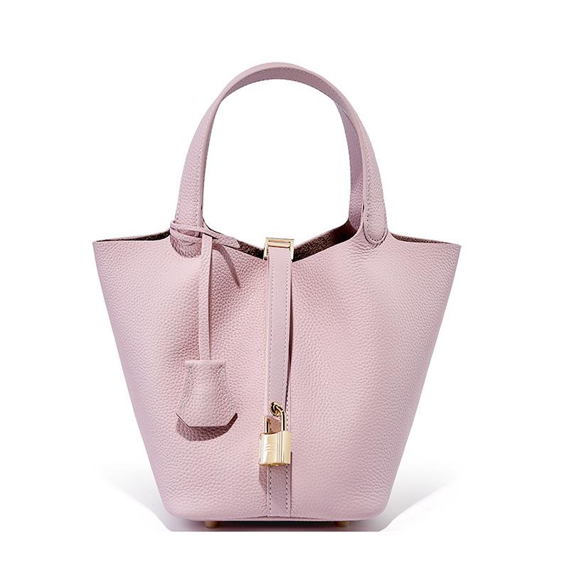 Premium Leder Damen Tasche Bucket Bag Vielseitige Rindsleder Damen Neue Handtasche Tasche rosa von Joom DACH