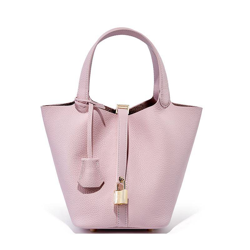 Premium Leder Damen Tasche Bucket Bag Vielseitige Rindsleder Damen Neue Handtasche Tasche rosa von Joom DACH