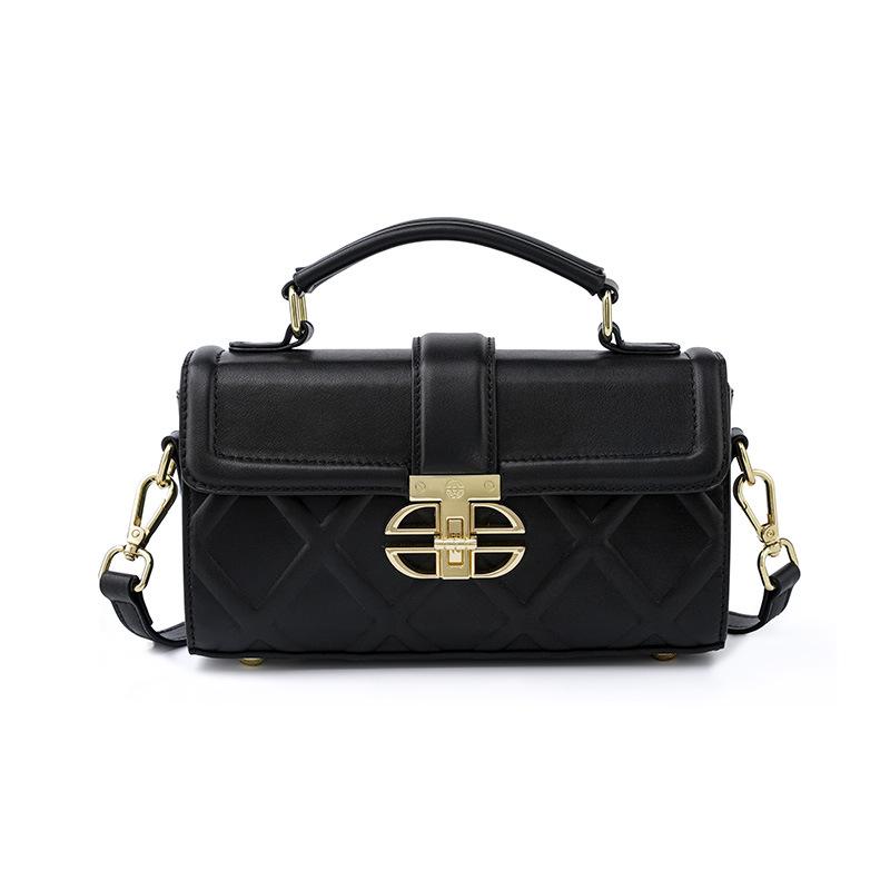 Premium Pendler Damen Tasche Neue Vielseitige Mode Leder Schultertasche Konkave und Konvexe Gitter Beliebte Umhängetasche schwarz von Joom DACH