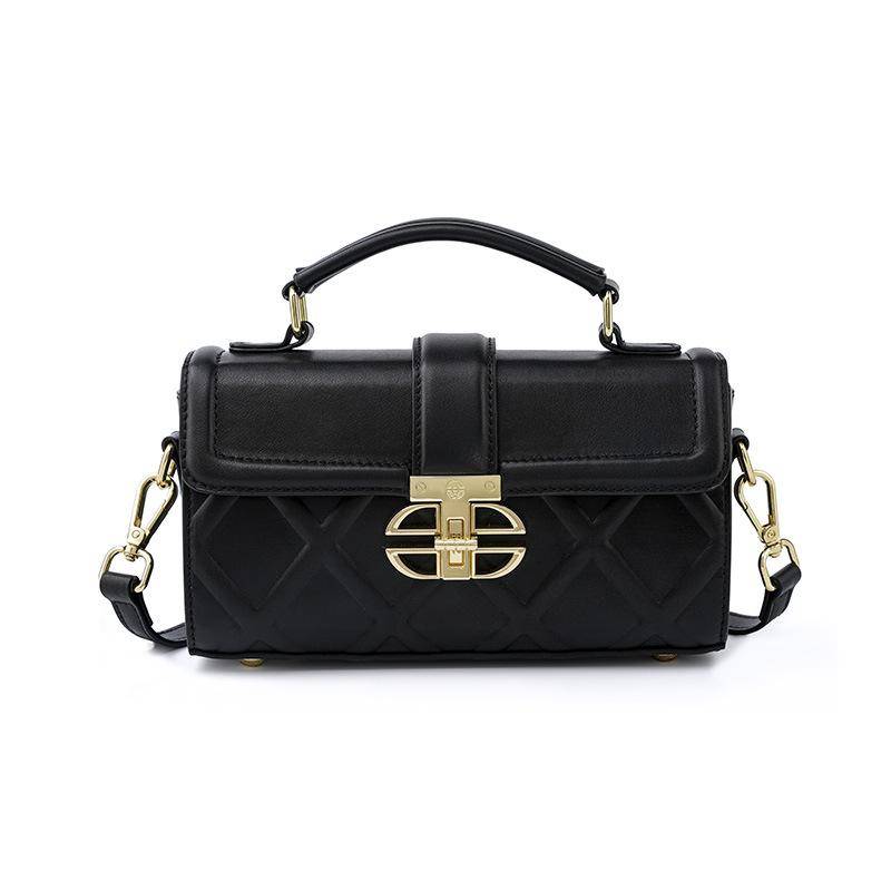 Premium Pendler Damen Tasche Neue Vielseitige Mode Leder Schultertasche Konkave und Konvexe Gitter Beliebte Umhängetasche schwarz von Joom DACH