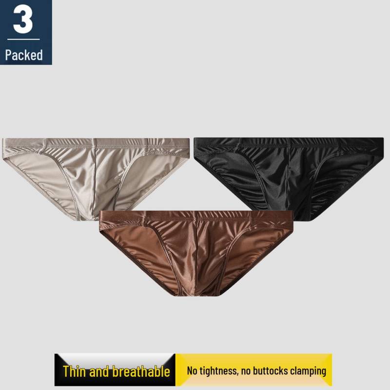 Premium Satin Herren Eis Seide Atmungsaktiv Trendige Slips M (90-110 lbs) graue/schwarz von Joom DACH