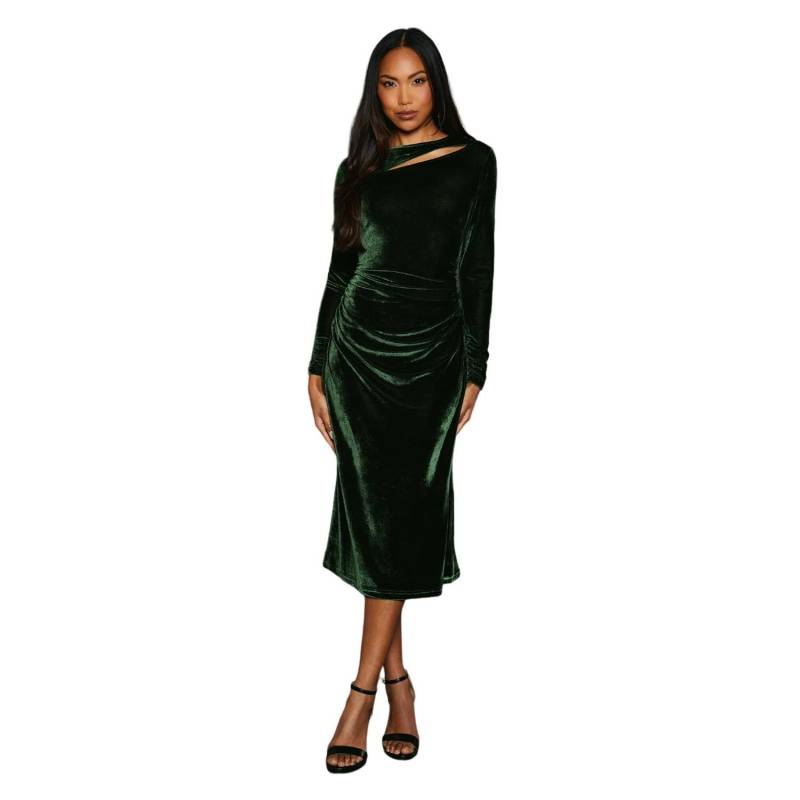 Principles Damen/Damen Midaxi-Kleid aus Samt mit asymmetrischem Cut-Out 16 UK wald-tarnfarbe von Joom DACH