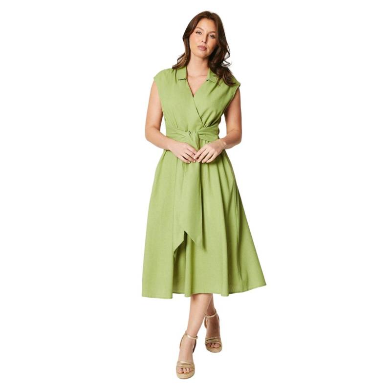 Principles Damen Midikleid aus Leinenmischung mit Gürtel 18 UK chartreuse von Joom DACH