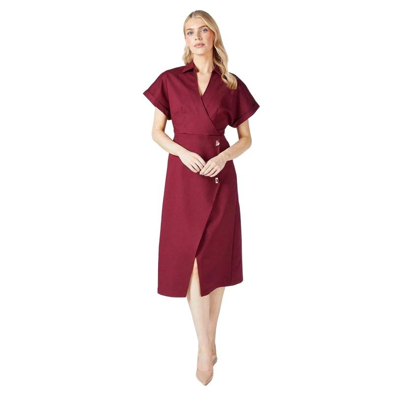 Principles Damen Wickelkleid aus Krepp mit Knopfdetail 16 UK rot von Joom DACH