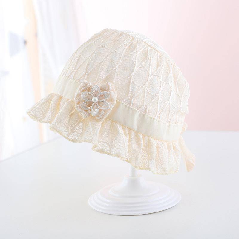 Prinzessin Spitze Baby Hut Frühling Sommer Mesh Atmungsaktiv Mädchen Kinder Motorhaube Sonne Hüte Einfarbig Einstellbar Neugeborenen Säugling Beanies Kappe gelb von Joom DACH