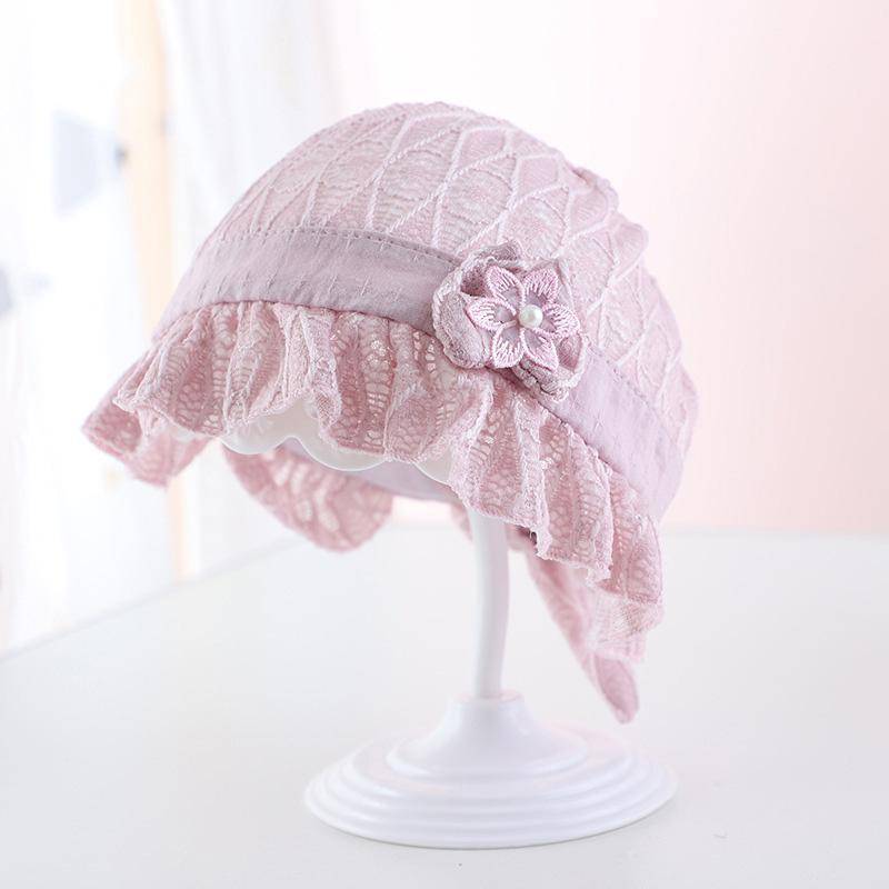 Prinzessin Spitze Baby Hut Frühling Sommer Mesh Atmungsaktiv Mädchen Kinder Motorhaube Sonne Hüte Einfarbig Einstellbar Neugeborenen Säugling Beanies Kappe violett von Joom DACH