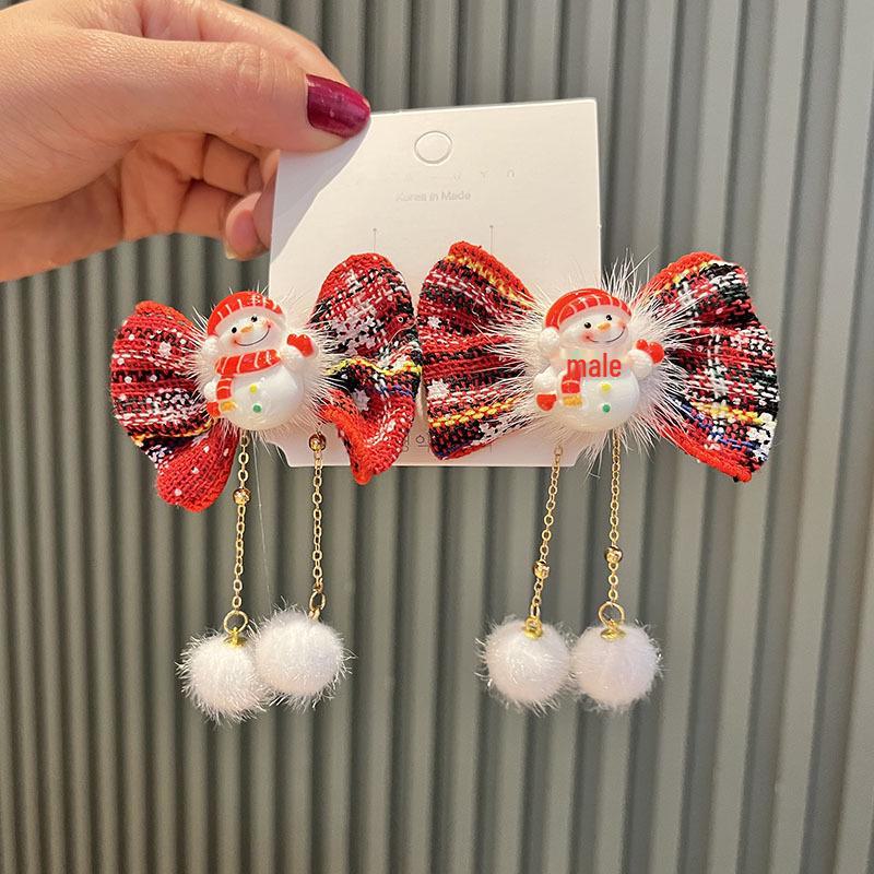 Prinzessin Weihnachts-Kopfschmuck: Rote & Grüne Schleife mit Weihnachtsmann-Seitenclip & Kette Haarknäuel für Mädchen von Joom DACH