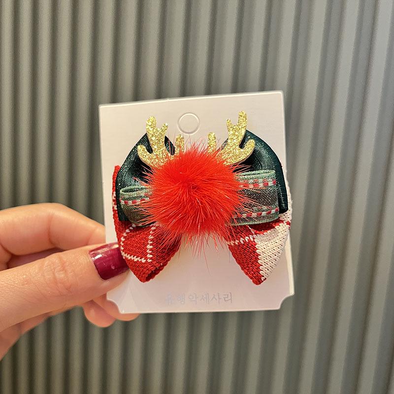 Prinzessin Weihnachts-Kopfschmuck: Rote & Grüne Schleife mit Weihnachtsmann-Seitenclip & Kette Haarknäuel für Mädchen von Joom DACH