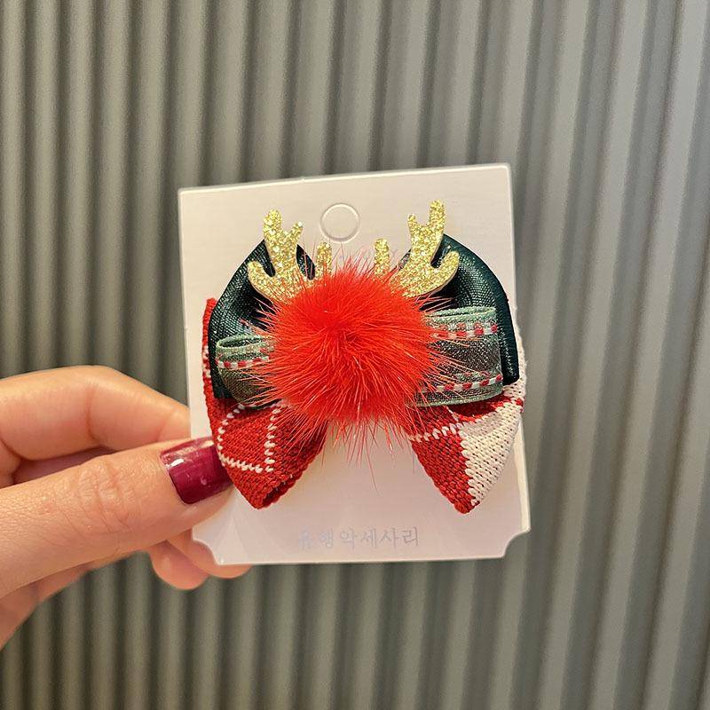 Prinzessin Weihnachts-Kopfschmuck: Rote & Grüne Schleife mit Weihnachtsmann-Seitenclip & Kette Haarknäuel für Mädchen von Joom DACH