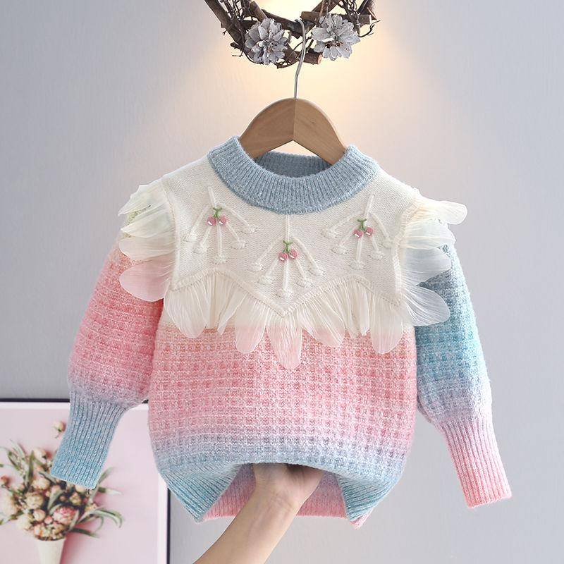 Prinzessinnen-Spitzenpullover für den Winter, dicker Strickpullover für Mädchen mit Pullover-Oberteil 140 von Joom DACH