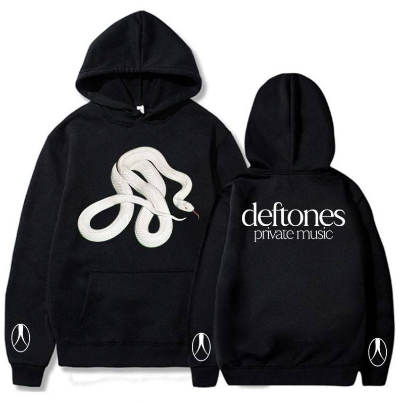 Private Music Snake Hoodie Band Deftones Grafik Sweatshirts Herbst Fleece Lässig Herren Pullover Langarm Unisex Streetwear XL schwarz von Joom DACH