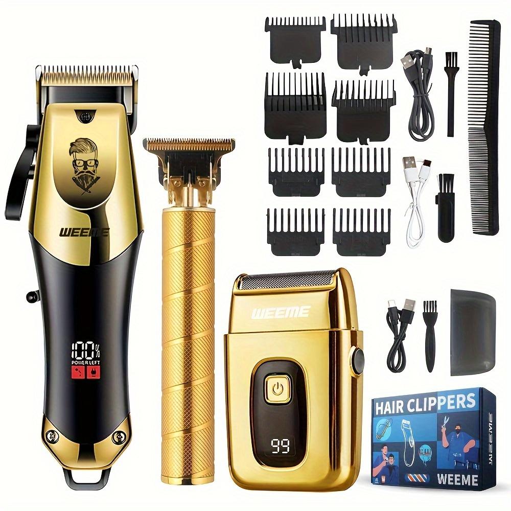 Professionelles Haarschneide- und Trimmer-Set für blonde Männer – über USB wiederaufladbares Haarschneideset mit LCD-Display TZ810 thread 306 3pcs/set von Joom DACH
