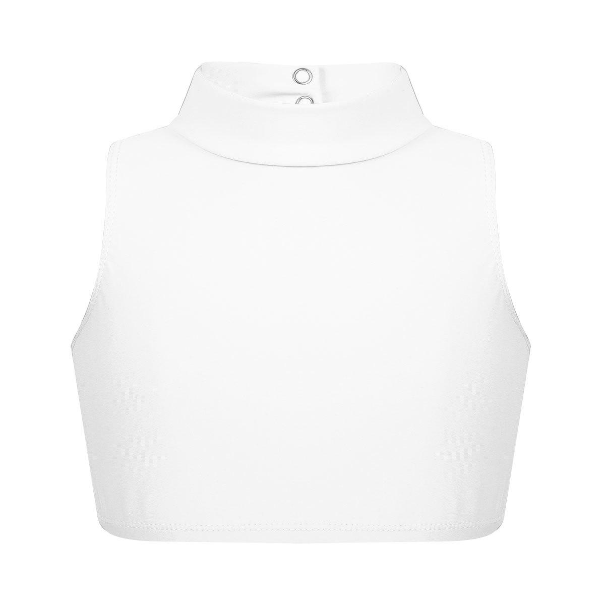 Professionelles klassisches Tanz-Crop-Top für Kinder, ärmellos, Stehkragen, Yoga, Gymwear, Sport-Tanz-Tops 7-8 Years elfenbein von Joom DACH