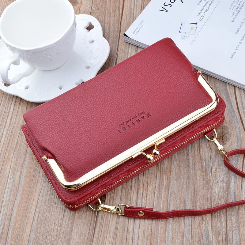 Pu Leder Frauen Casual Telefon Clutch Taschen Multifunktions Lange Brieftaschen Kleine Umhängetaschen rot von Joom DACH