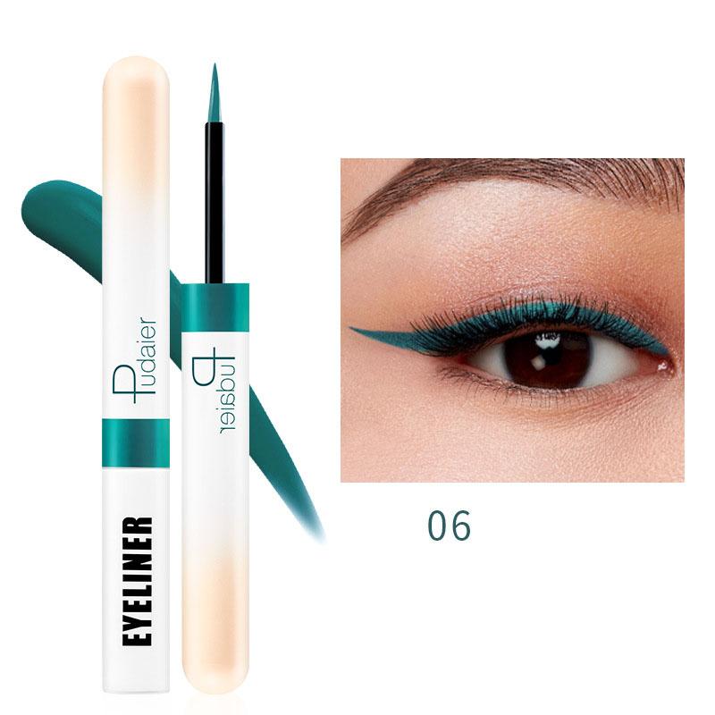 Pudaier Color Eyeliner Liquid Pen, wasserfest, schnell trocknend, extrem fein, 12 Farben Eyeliner Pen 06 von Joom DACH