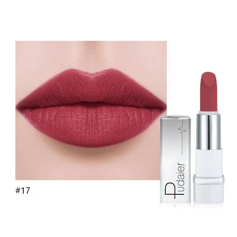 Pudaier Matte Velvet Long Lasting Lipstick Antihaft-Cup Easy Color Lip Gloss 17 Farben Lippenstift #17 von Joom DACH