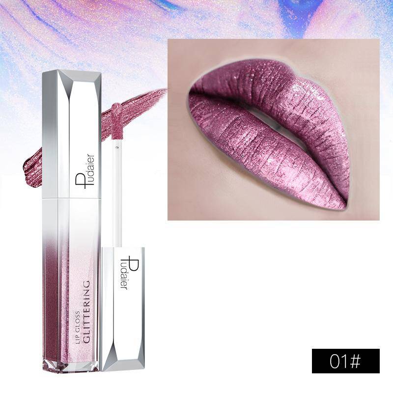 Pudaier Pearly Feuchtigkeitsspendende Lip Glaze Star Shine Metallic Matte Wasserdicht Lip Gloss Lippenstift Lip Madeup 01# von Joom DACH