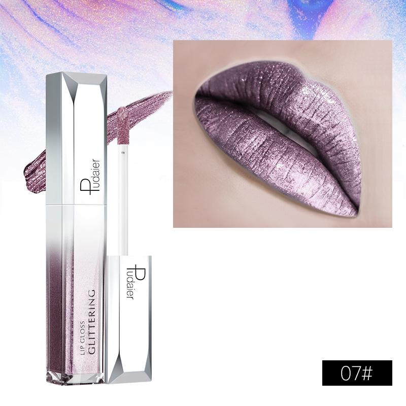Pudaier Pearly Feuchtigkeitsspendende Lip Glaze Star Shine Metallic Matte Wasserdicht Lip Gloss Lippenstift Lip Madeup #07 von Joom DACH